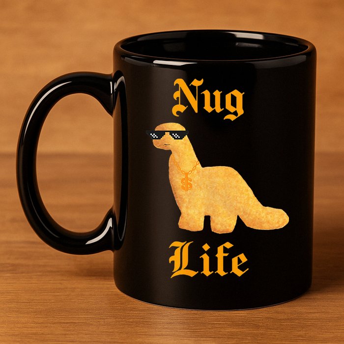 Nug Life Dino Nuggs Dino Chicken Nuggets Dinosaur Nugget 11oz C Handle Ceramic Mug