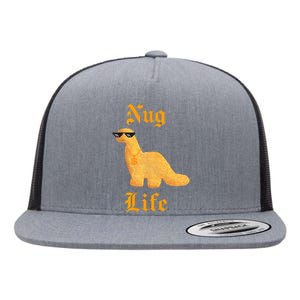 Nug Life Dino Nuggs Dino Chicken Nuggets Dinosaur Nugget Flat Bill Trucker Hat