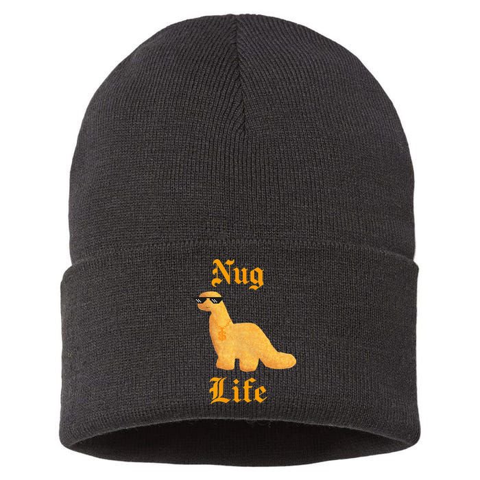 Nug Life Dino Nuggs Dino Chicken Nuggets Dinosaur Nugget Sustainable Knit Beanie