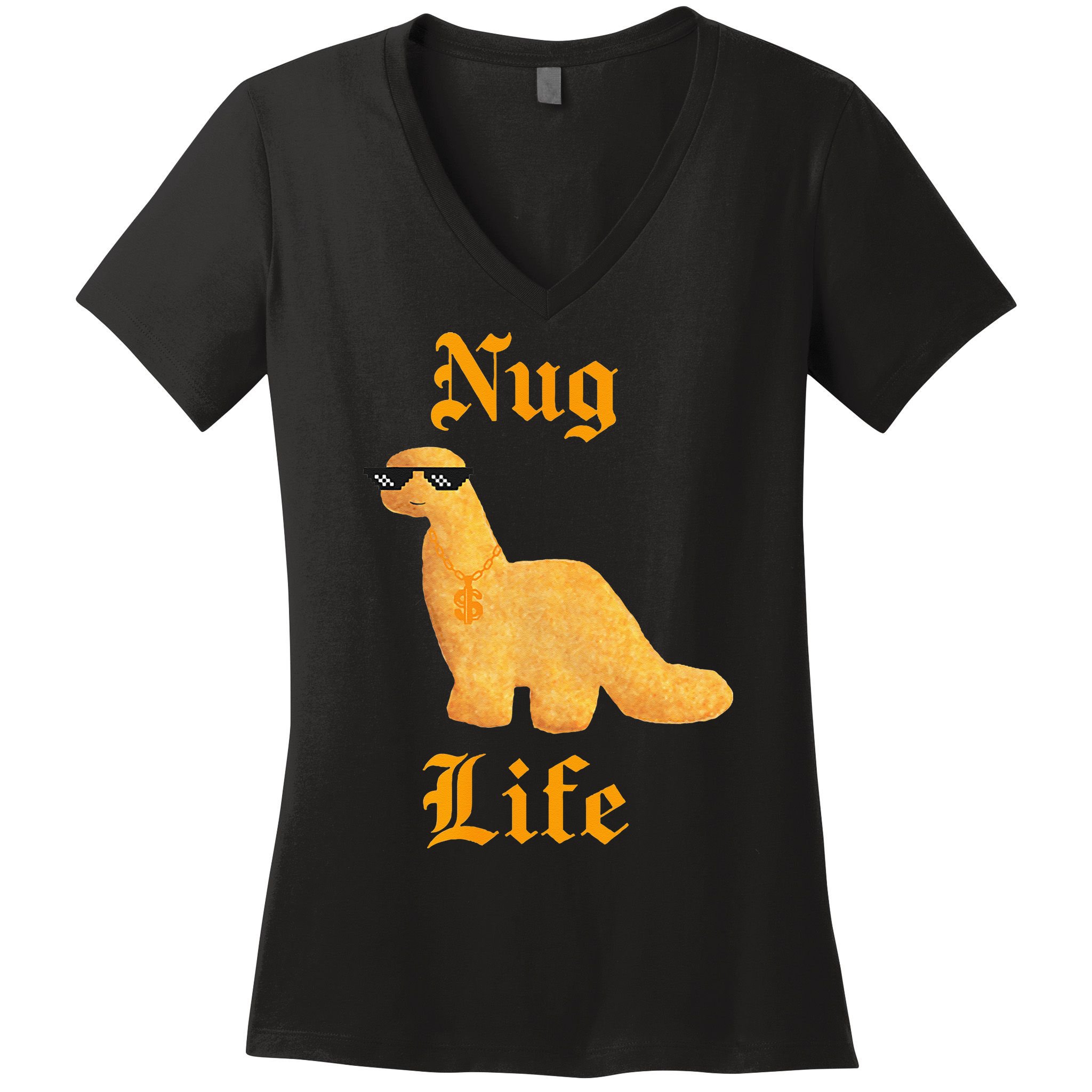 Nug Life Dino Nuggs Dino Chicken Nuggets Dinosaur Nugget Women's V-Neck T-Shirt