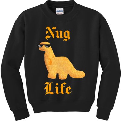 Nug Life Dino Nuggs Dino Chicken Nuggets Dinosaur Nugget Kids Sweatshirt