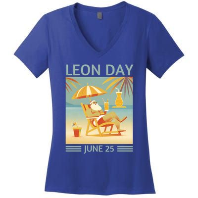 National Leon Day June 25 Noel Christmas Gift Women's V-Neck T-Shirt