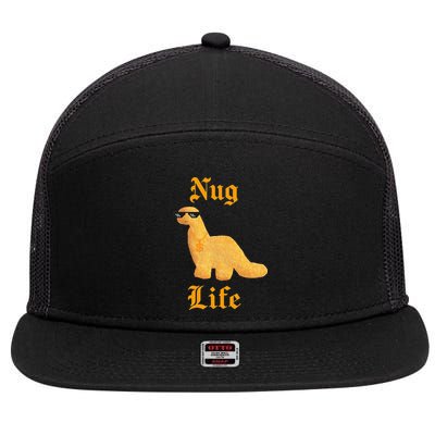 Nug Life Dino Nuggs Dino Chicken Nuggets Dinosaur Nugget 7 Panel Mesh Trucker Snapback Hat