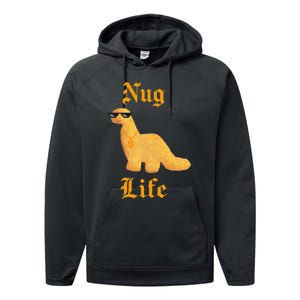 Nug Life Dino Nuggs Dino Chicken Nuggets Dinosaur Nugget Performance Fleece Hoodie