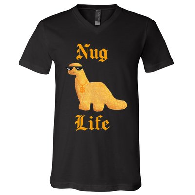 Nug Life Dino Nuggs Dino Chicken Nuggets Dinosaur Nugget V-Neck T-Shirt