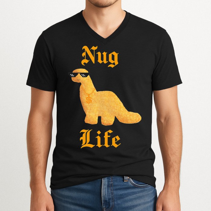 Nug Life Dino Nuggs Dino Chicken Nuggets Dinosaur Nugget V-Neck T-Shirt