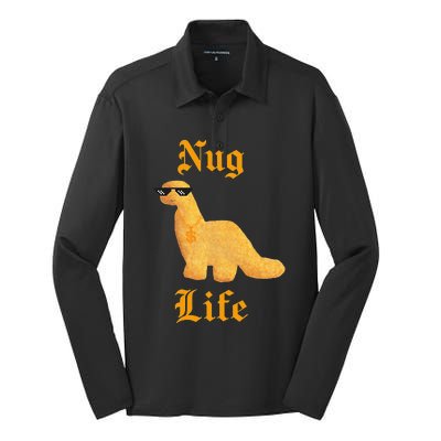 Nug Life Dino Nuggs Dino Chicken Nuggets Dinosaur Nugget Silk Touch Performance Long Sleeve Polo