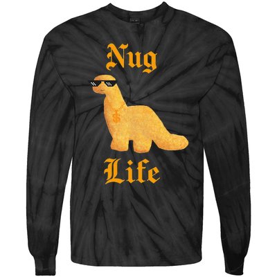 Nug Life Dino Nuggs Dino Chicken Nuggets Dinosaur Nugget Tie-Dye Long Sleeve Shirt