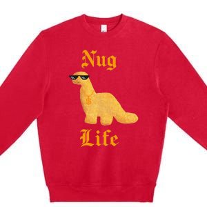 Nug Life Dino Nuggs Dino Chicken Nuggets Dinosaur Nugget Premium Crewneck Sweatshirt