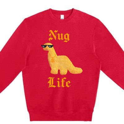 Nug Life Dino Nuggs Dino Chicken Nuggets Dinosaur Nugget Premium Crewneck Sweatshirt