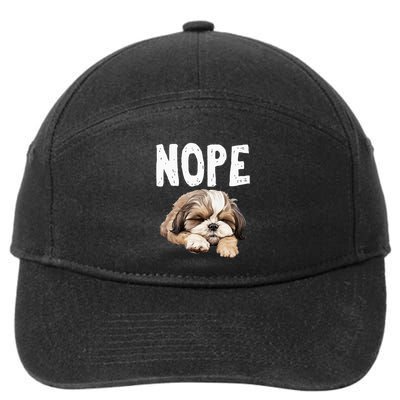 Nope Lazy Dog Funny Shih Tzu 7-Panel Snapback Hat