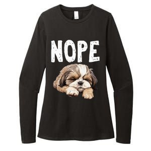 Nope Lazy Dog Funny Shih Tzu Womens CVC Long Sleeve Shirt