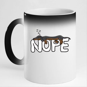 Nope Lazy Dachshund Dog Lover Great Gift 11oz Black Color Changing Mug