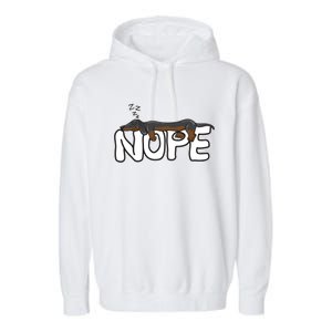 Nope Lazy Dachshund Dog Lover Great Gift Garment-Dyed Fleece Hoodie