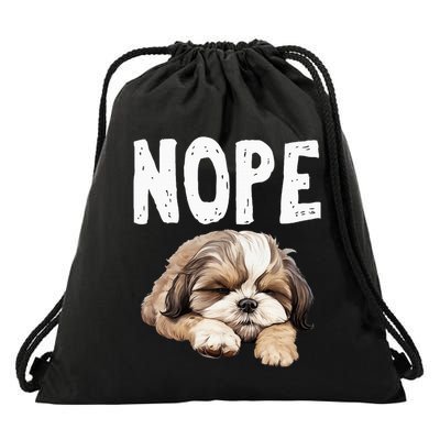 Nope Lazy Dog Funny Shih Tzu Drawstring Bag