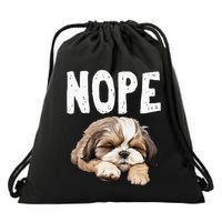 Nope Lazy Dog Funny Shih Tzu Drawstring Bag