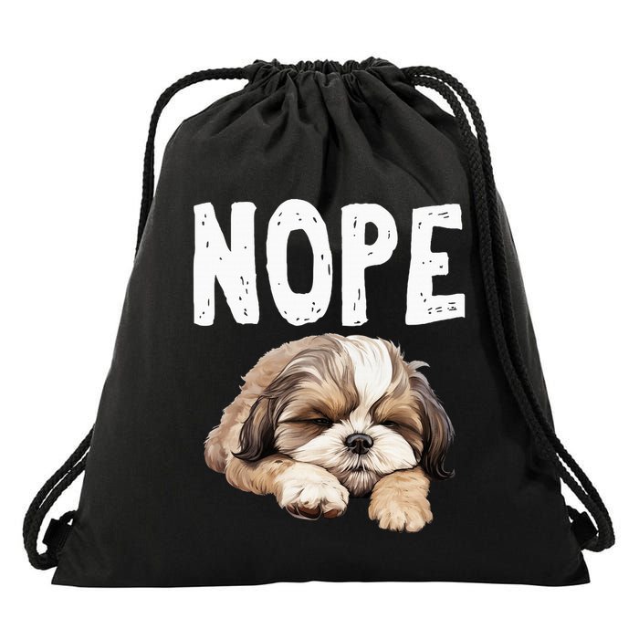 Nope Lazy Dog Funny Shih Tzu Drawstring Bag