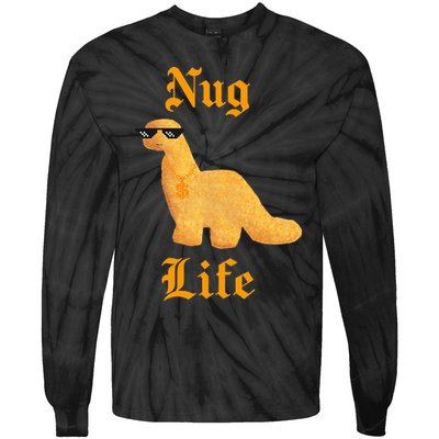 Nug Life Dino Nuggs Dino Chicken Nuggets Dinosaur Nugget Tie-Dye Long Sleeve Shirt