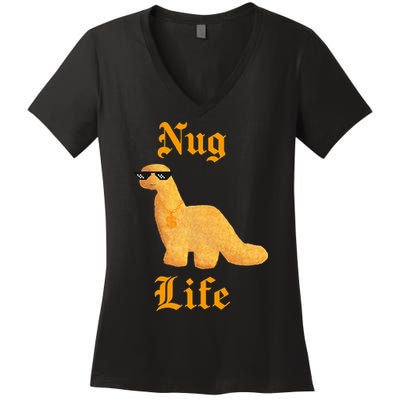 Nug Life Dino Nuggs Dino Chicken Nuggets Dinosaur Nugget Women's V-Neck T-Shirt