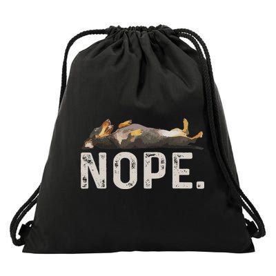 Nope Lazy Dachshund Drawstring Bag
