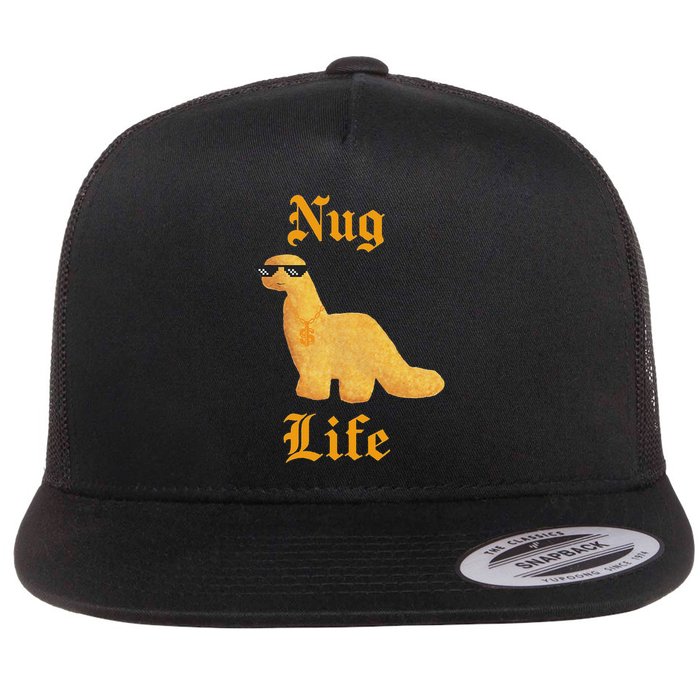 Nug Life Dino Nuggs Dino Chicken Nuggets Dinosaur Nugget Flat Bill Trucker Hat