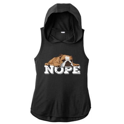 Nope Lazy English Bulldog Dog Lover Ladies PosiCharge Tri-Blend Wicking Draft Hoodie Tank