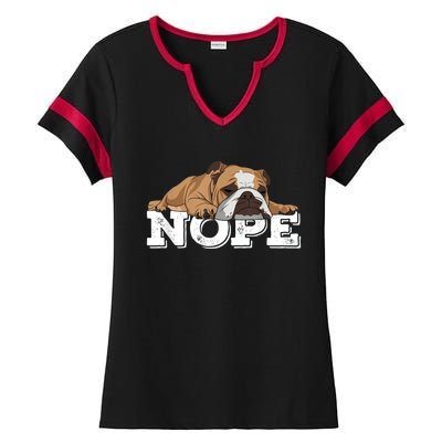 Nope Lazy English Bulldog Dog Lover Ladies Halftime Notch Neck Tee