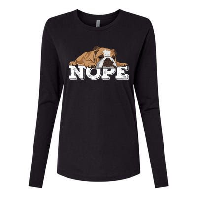 Nope Lazy English Bulldog Dog Lover Womens Cotton Relaxed Long Sleeve T-Shirt