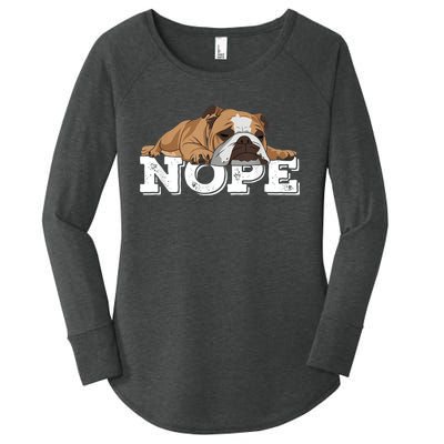 Nope Lazy English Bulldog Dog Lover Women's Perfect Tri Tunic Long Sleeve Shirt