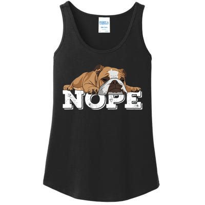 Nope Lazy English Bulldog Dog Lover Ladies Essential Tank