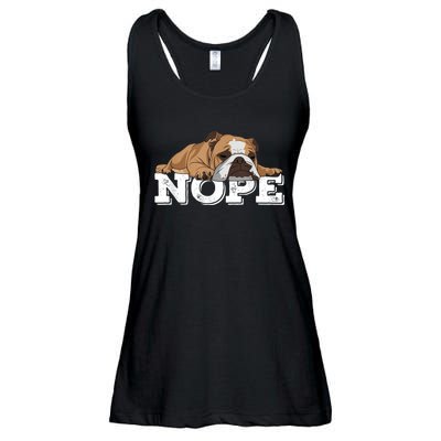 Nope Lazy English Bulldog Dog Lover Ladies Essential Flowy Tank