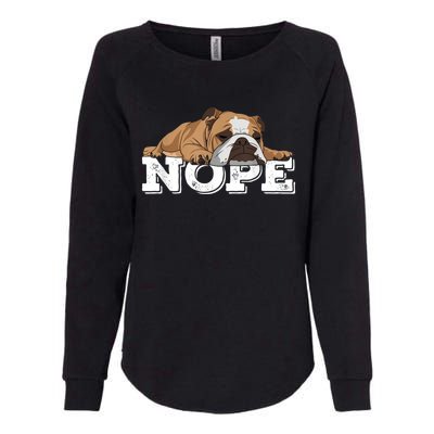 Nope Lazy English Bulldog Dog Lover Womens California Wash Sweatshirt