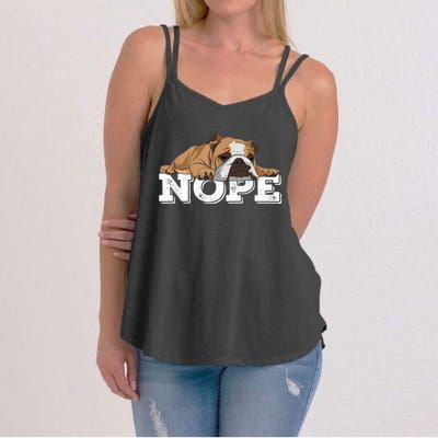 Nope Lazy English Bulldog Dog Lover Women's Strappy Tank