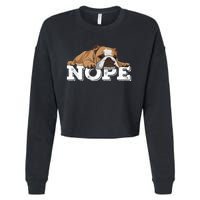 Nope Lazy English Bulldog Dog Lover Cropped Pullover Crew