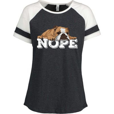 Nope Lazy English Bulldog Dog Lover Enza Ladies Jersey Colorblock Tee