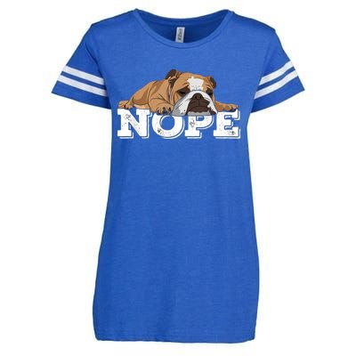 Nope Lazy English Bulldog Dog Lover Enza Ladies Jersey Football T-Shirt