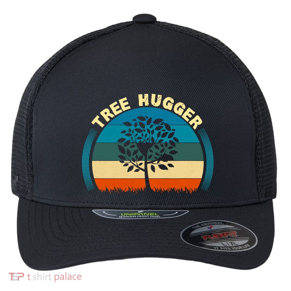 Nature Lovers Earth Environmentalist Tree Hugger Sunset Flexfit Unipanel Trucker Cap