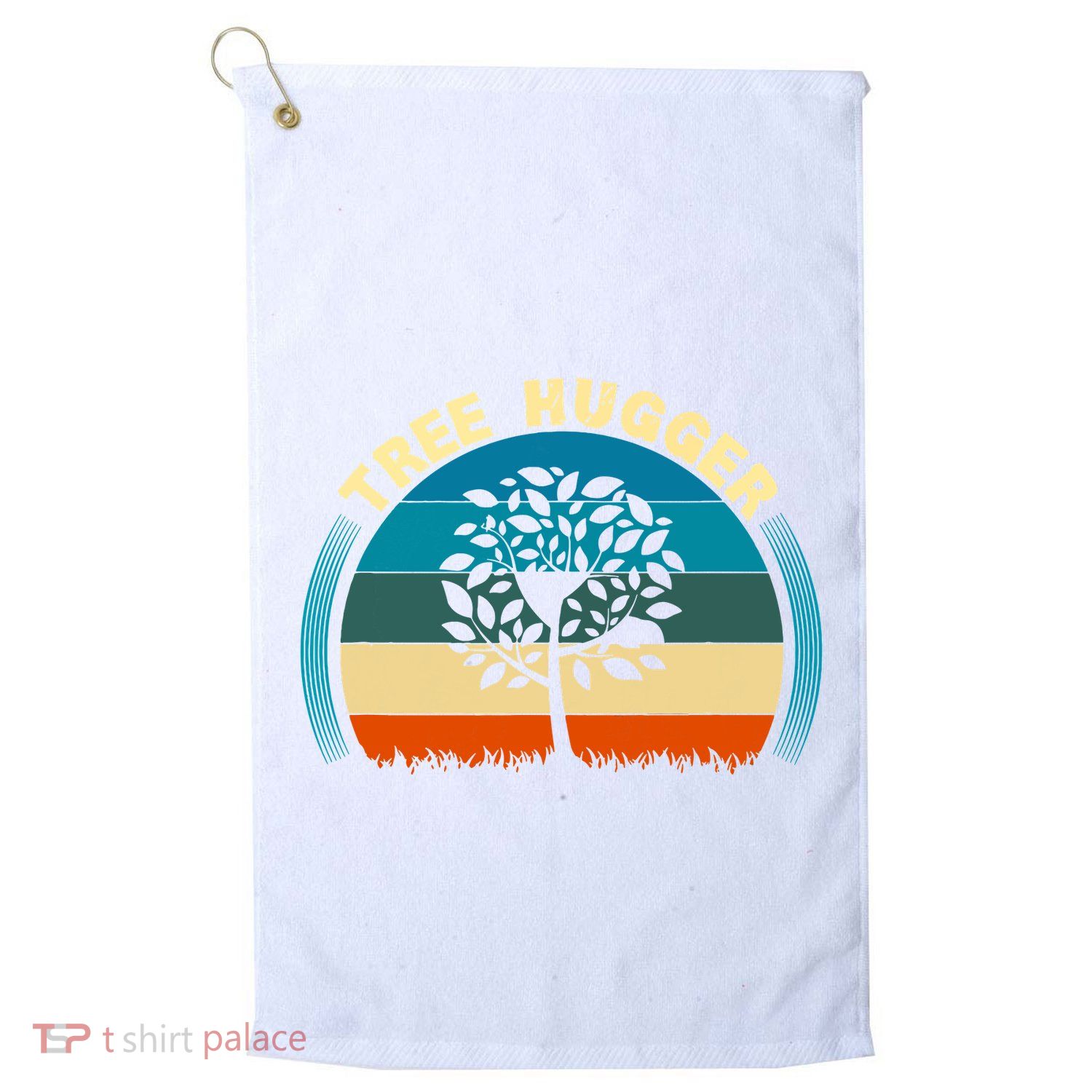 Nature Lovers Earth Environmentalist Tree Hugger Sunset Golf Towel