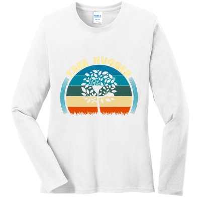 Nature Lovers Earth Environmentalist Tree Hugger Sunset Ladies Long Sleeve Shirt