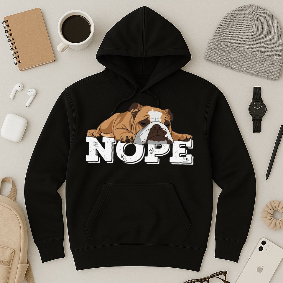 Nope Lazy English Bulldog Dog Lover Hoodie