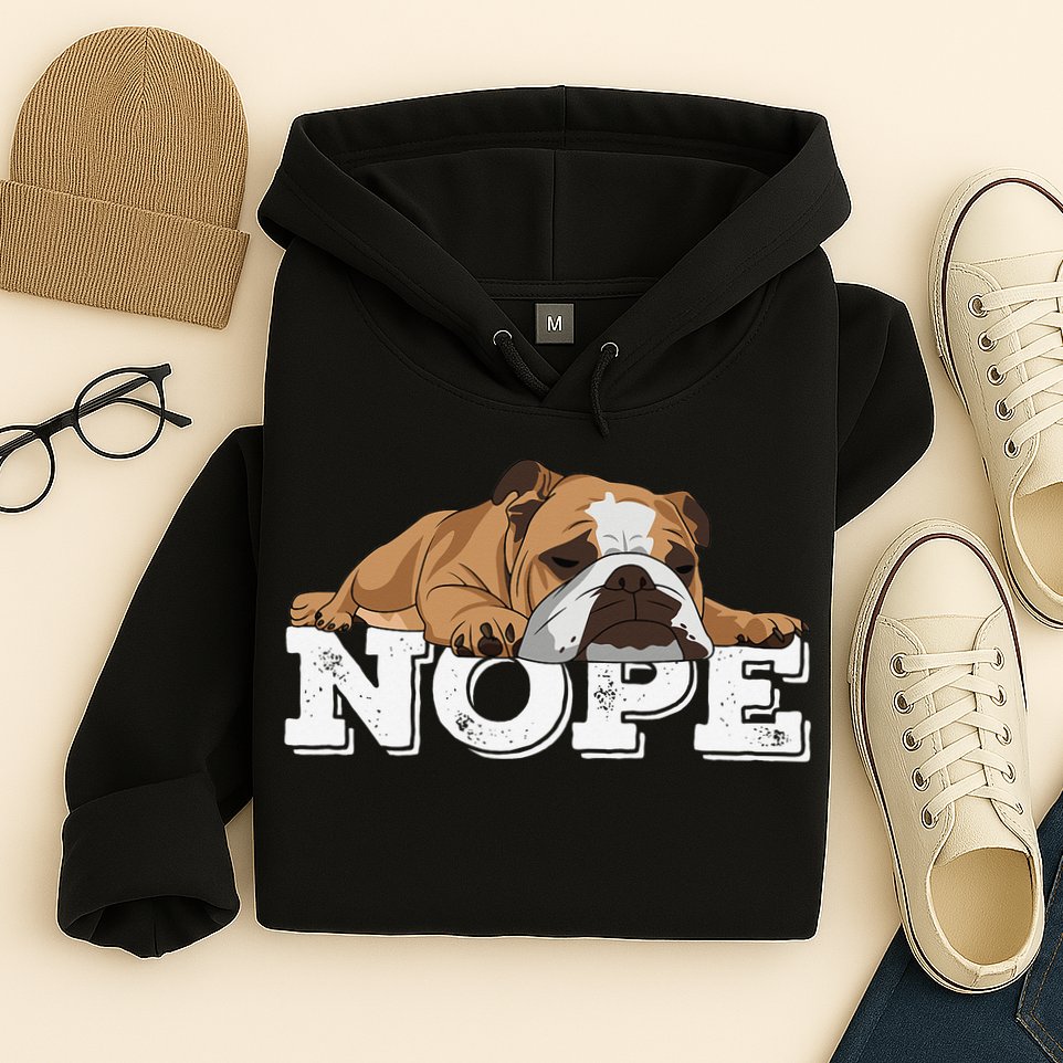 Nope Lazy English Bulldog Dog Lover Hoodie