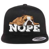 Nope Lazy English Bulldog Dog Lover Flat Bill Trucker Hat