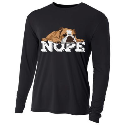 Nope Lazy English Bulldog Dog Lover Cooling Performance Long Sleeve Crew