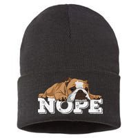 Nope Lazy English Bulldog Dog Lover Sustainable Knit Beanie
