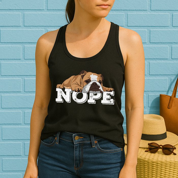 Nope Lazy English Bulldog Dog Lover Womens Tank Top