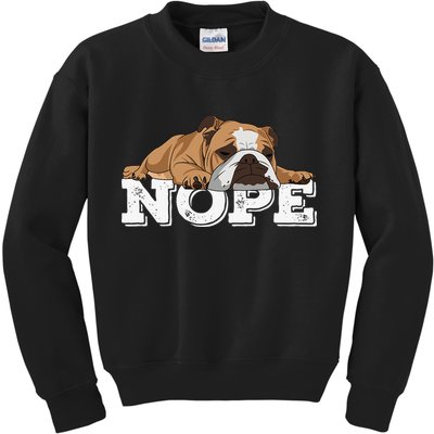 Nope Lazy English Bulldog Dog Lover Kids Sweatshirt