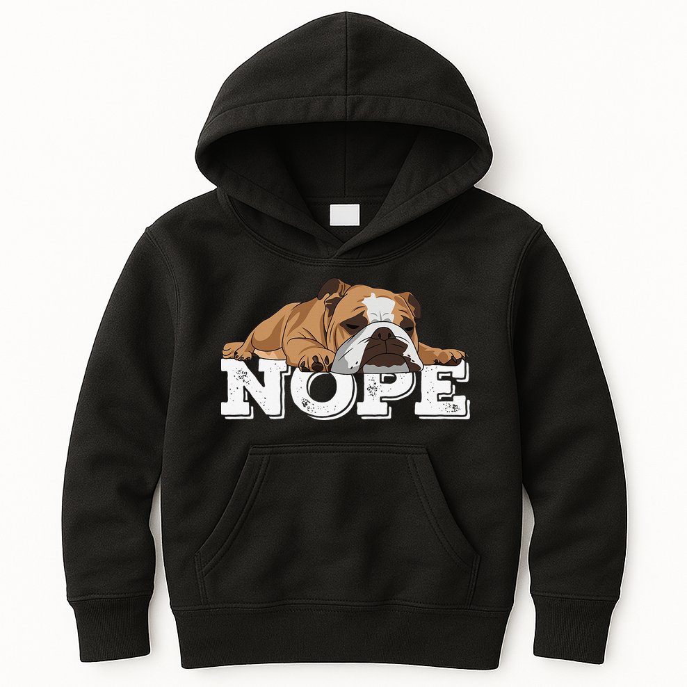 Nope Lazy English Bulldog Dog Lover Kids Hoodie