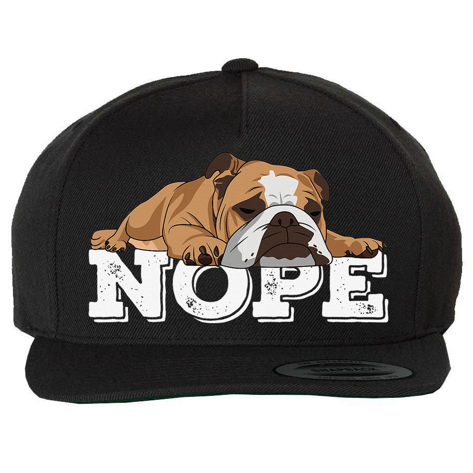 Nope Lazy English Bulldog Dog Lover Wool Snapback Cap