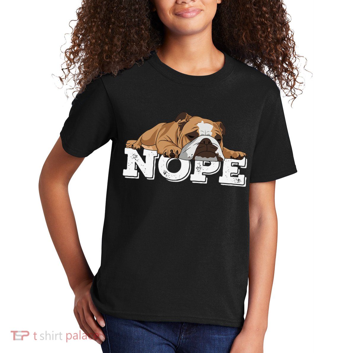 Nope Lazy English Bulldog Dog Lover Kids T-Shirt