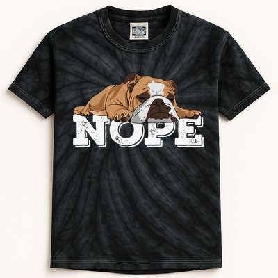 Nope Lazy English Bulldog Dog Lover Kids Tie-Dye T-Shirt